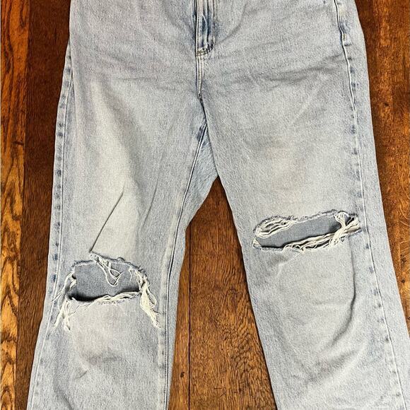 Garage Blue 90’s Straight Leg Jeans with Distressed Detailing - Picture 3 of 13